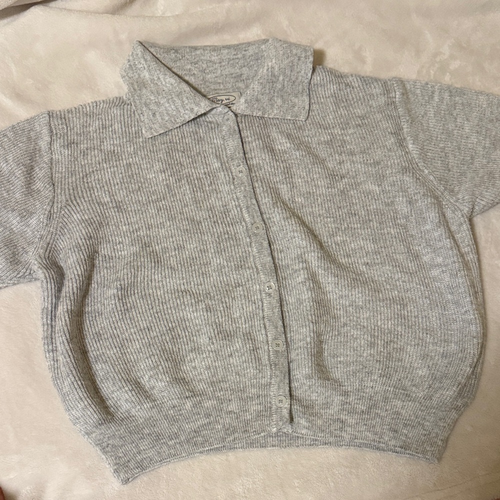 Brand New Gray/White Crop Sweater (2 colors) - Picture 1 of 4